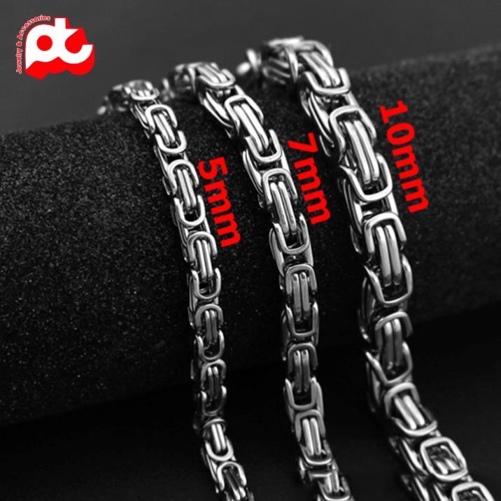 Lắc tay titan nam cao cấp đẹp sang trọng thép không gỉ kiểu ziczac vuông PT JEWELRY kích cỡ 9mm màu trắng PTLTNA78