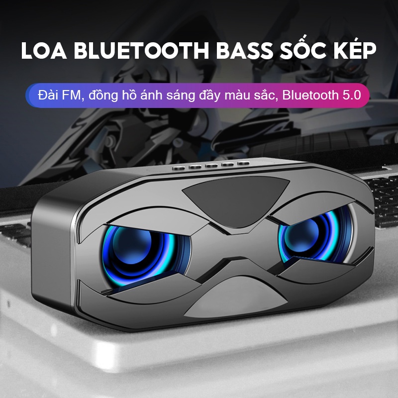 Loa bluetooth không dây di động, loa siêu trầm gia đình 5.0, đồng hồ LED hiển thị, hỗ trợ thẻ TF, dễ dàng mang theo trong nhà và ngoài trời, hoàn hảo cho loa sự kiện tiệc tùng