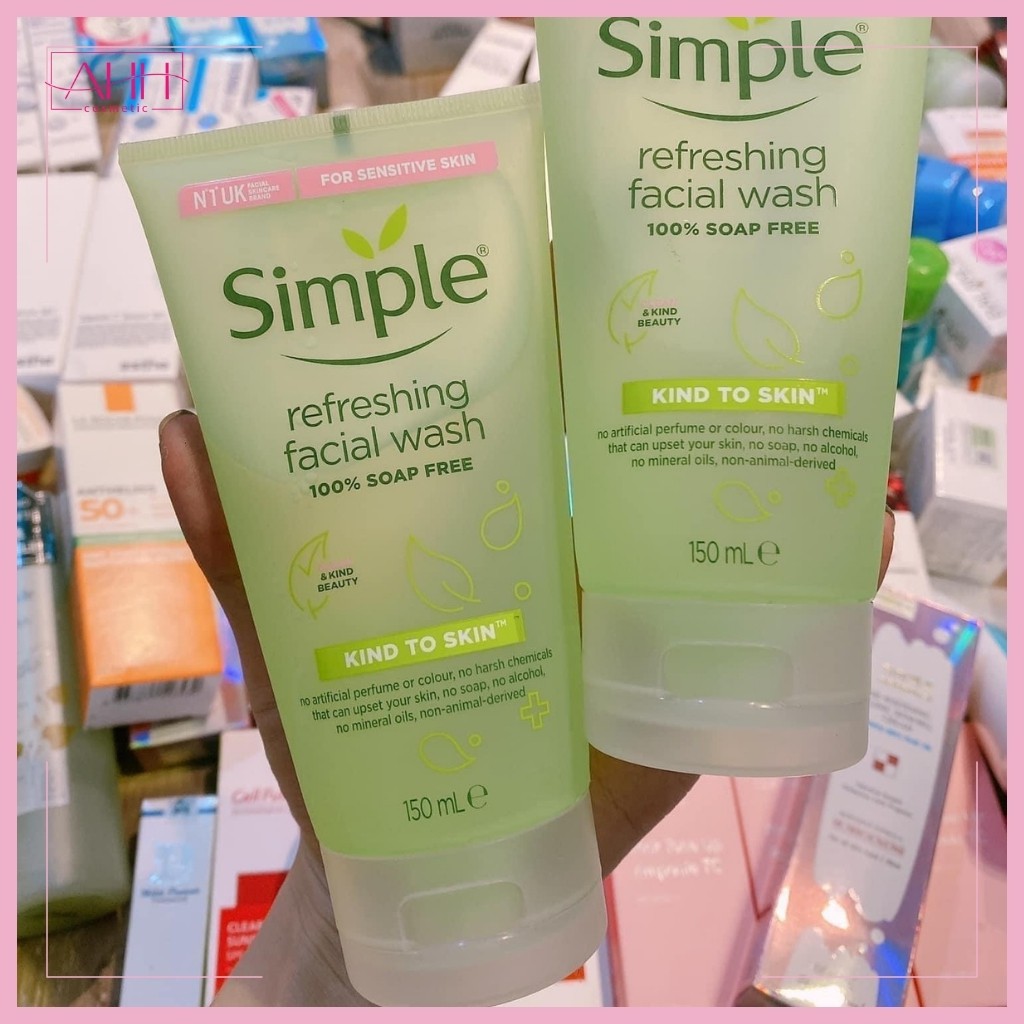 Sữa Rửa Mặt Simple [ HÀNG CHÍNH HÃNG] Kind To Skin Refreshing Facial Wash Gel AHH Cosmetic | BigBuy360 - bigbuy360.vn
