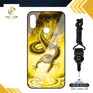 Ốp lưng Vina Case dành cho Vsmart Joy 2 Plus rồng vàng kính cường lực 9H-Tặng kèm dây đeo điện thoại