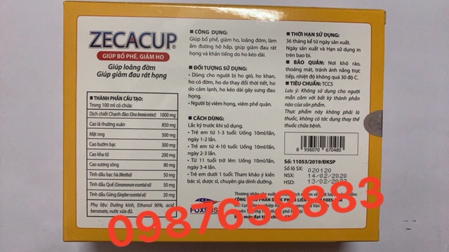 [ Kèm quà tặng ] Siro Ho Zecacup dạng túi - Giúp bổ phế , giảm ho, loãng đờm ( Hộp 15 túi )