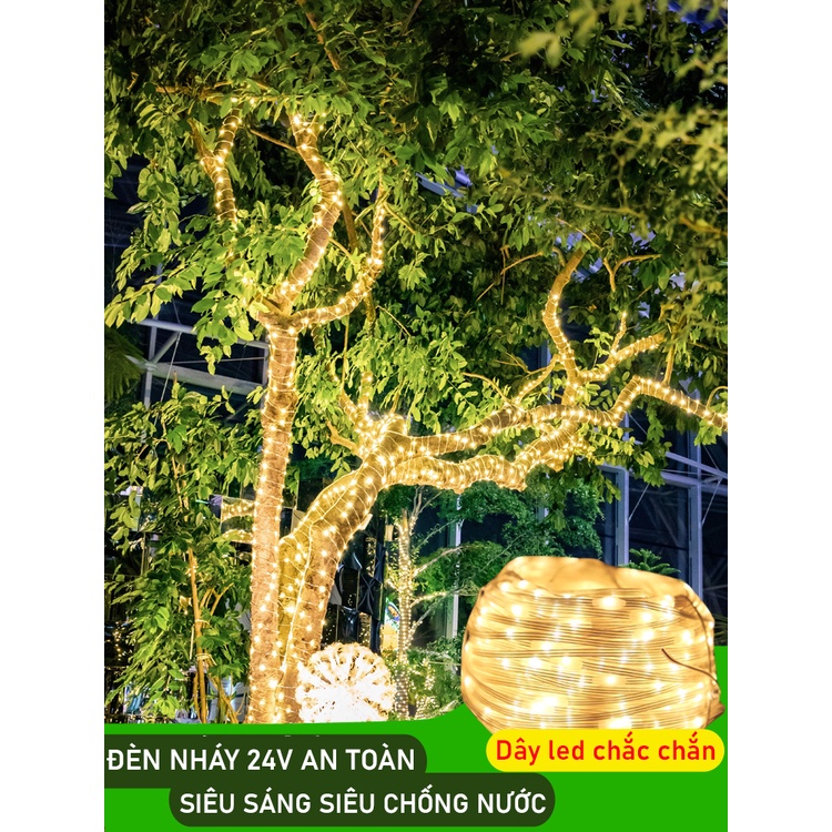 Dây đèn nháy 24V 50M 100M siêu sáng siêu chống nước dùng trang trí quấn cây lễ tết, noel giáng sinh