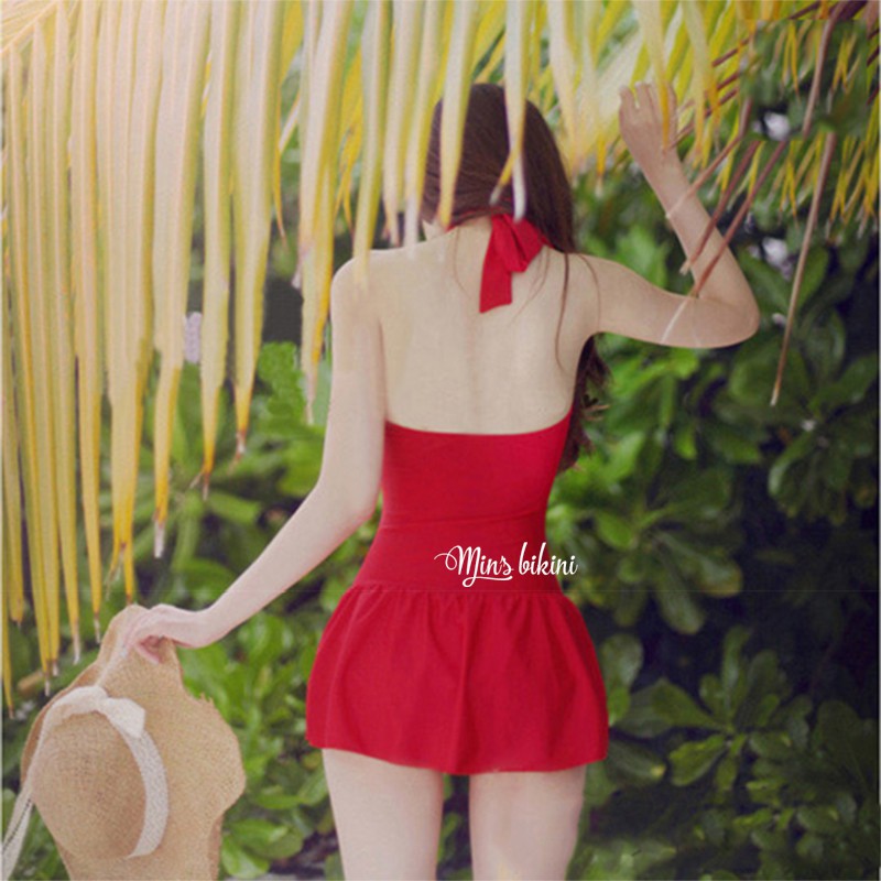 ck [MIỄN PHÍ SHIP] B61 Đồ Bơi Đi Tắm Biển Nữ Mùa Hè Bikini 1 Mảnh Liền Thân Dáng Váy Xòe Có Đệm Ngực Cao Cấp 2019