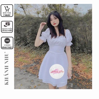 Váy BaByDoll Tay Ngắn Bo Chun Nữ - Đầm Dáng Xòe Ôm Eo Tay Phồng KHÁNH NHƯ STORE