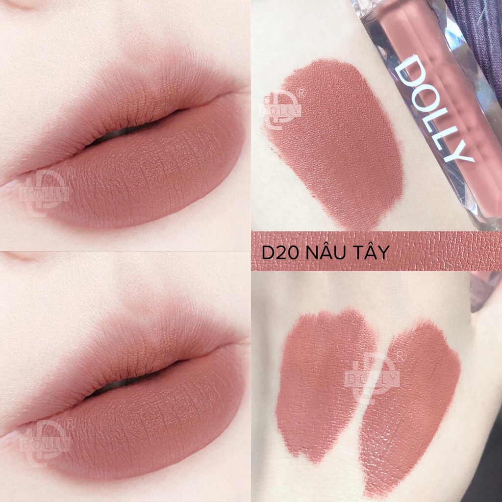 Son Lì Son Kem DOLLY DIAMOND VELVET Không Chì Chính Hãng ^Màu Nâu tây^