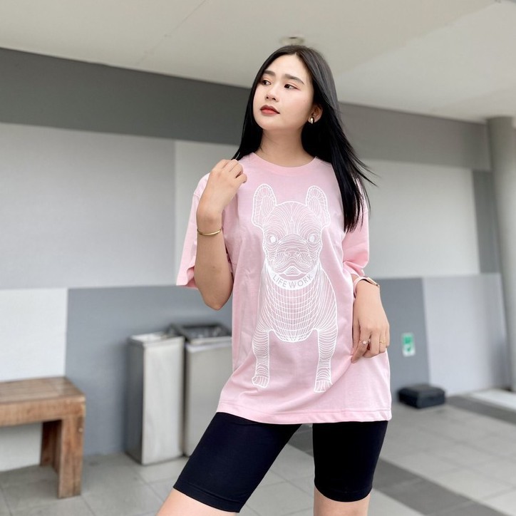 Áo thun tay lỡ in hình chó Pug phong cách - Áo phông freesize giấu quần Rẻ Boutique