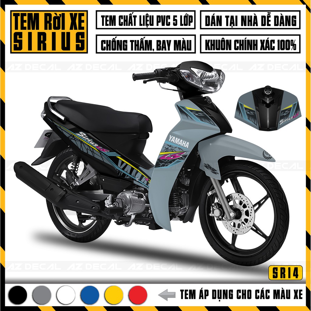 Tem Rời Xe Sirius RC Phá Cách Dễ Dán Tại Nhà | SR14 | Decal Chế Áp Dụng Mọi Màu Xe Đỏ, Đen, Xanh, Trắng, Xám