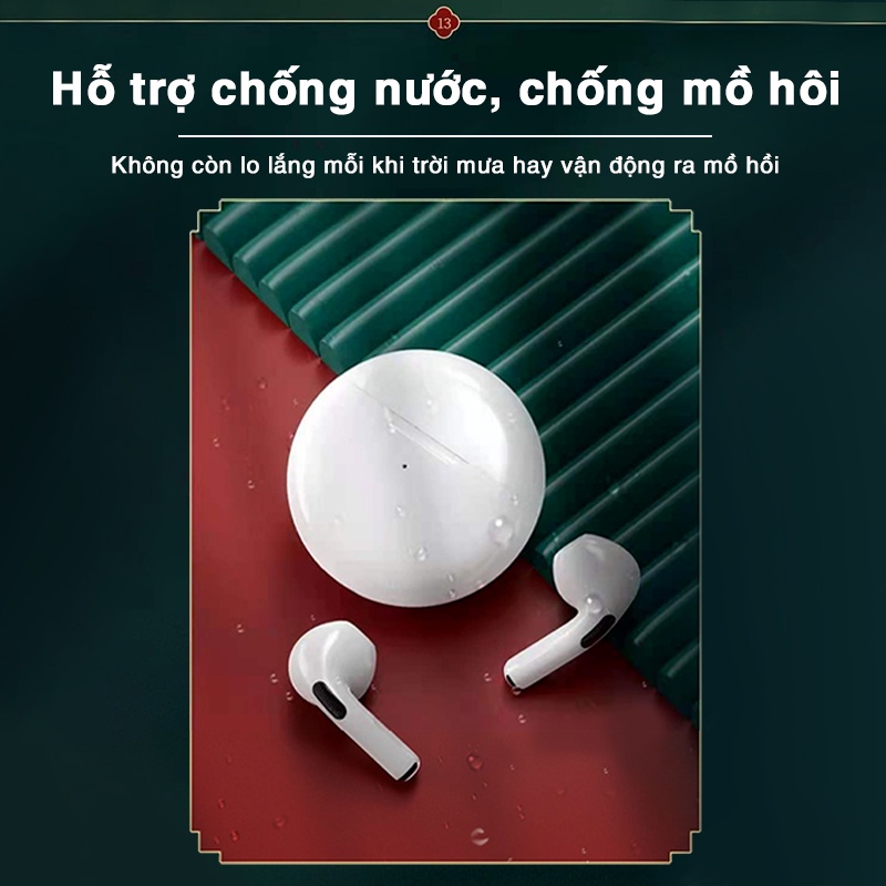 Tai nghe Bluetooth kết nối không dây Pro6, Kết nối hai thiết bị cùng lúc, nhỏ gọn, âm thanh Hi-fi, chống ồn, chống nước