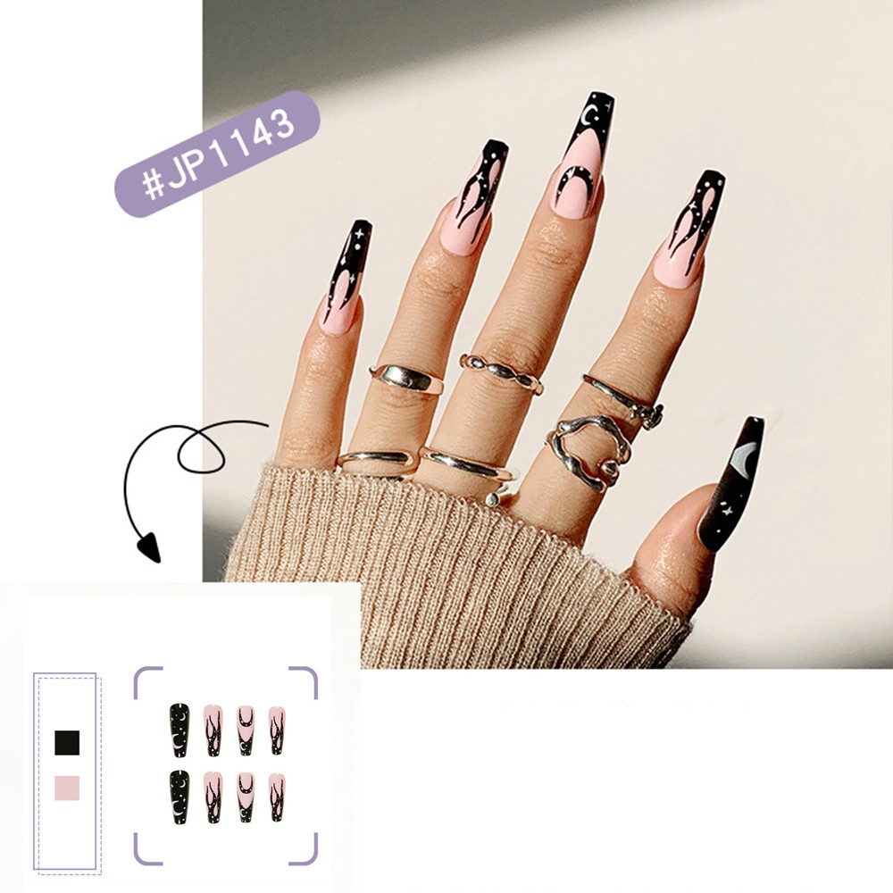 Bộ 24 Móng Tay Giả Đính Nơ Chống Thấm Nước Thời Trang Cho Nữ