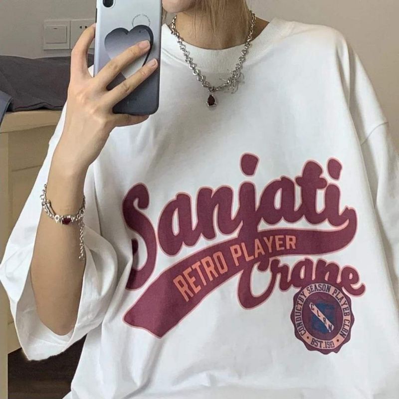 Áo Thun Cotton Form Rộng Tay Lỡ Unisex Saniati