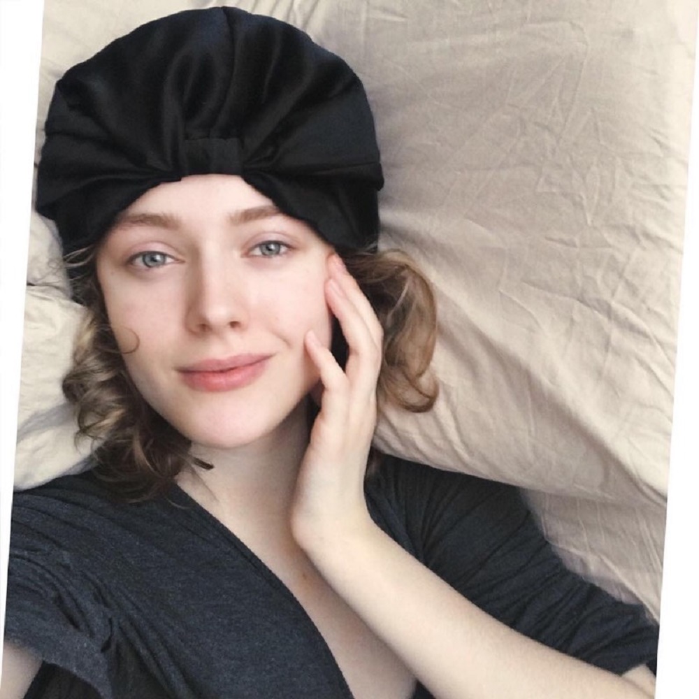 Khăn trùm đầu bằng vải lụa satin hai lớp thời trang cho nữ