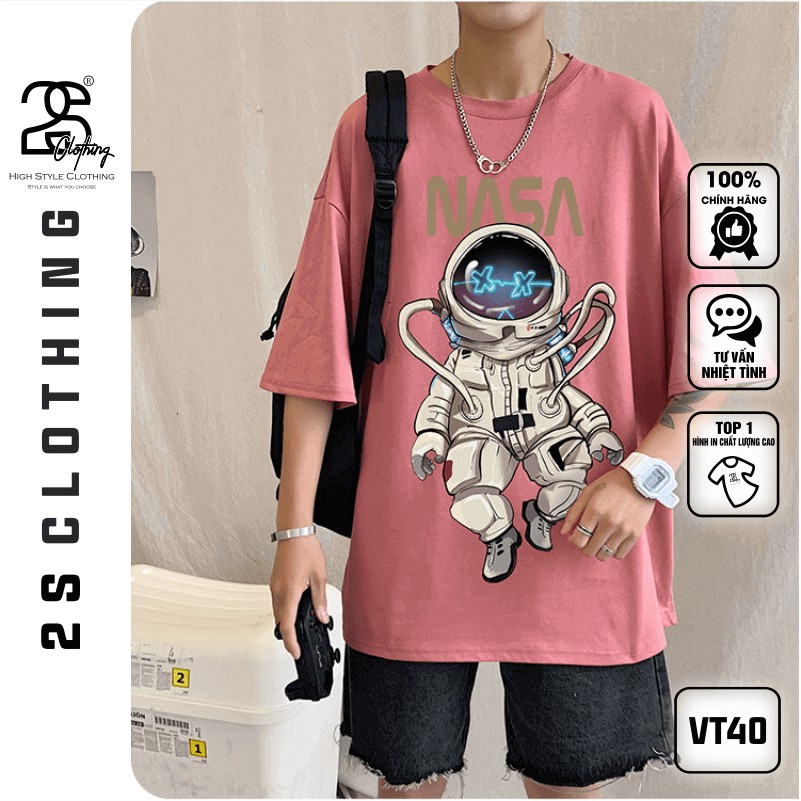 Áo Thun Nam Cổ Tròn Form Rộng Streetwear 2s Clothing Áo Phông Unisex Basic Cotton Oversize Giá Rẻ In Phi Hành Gia TV40