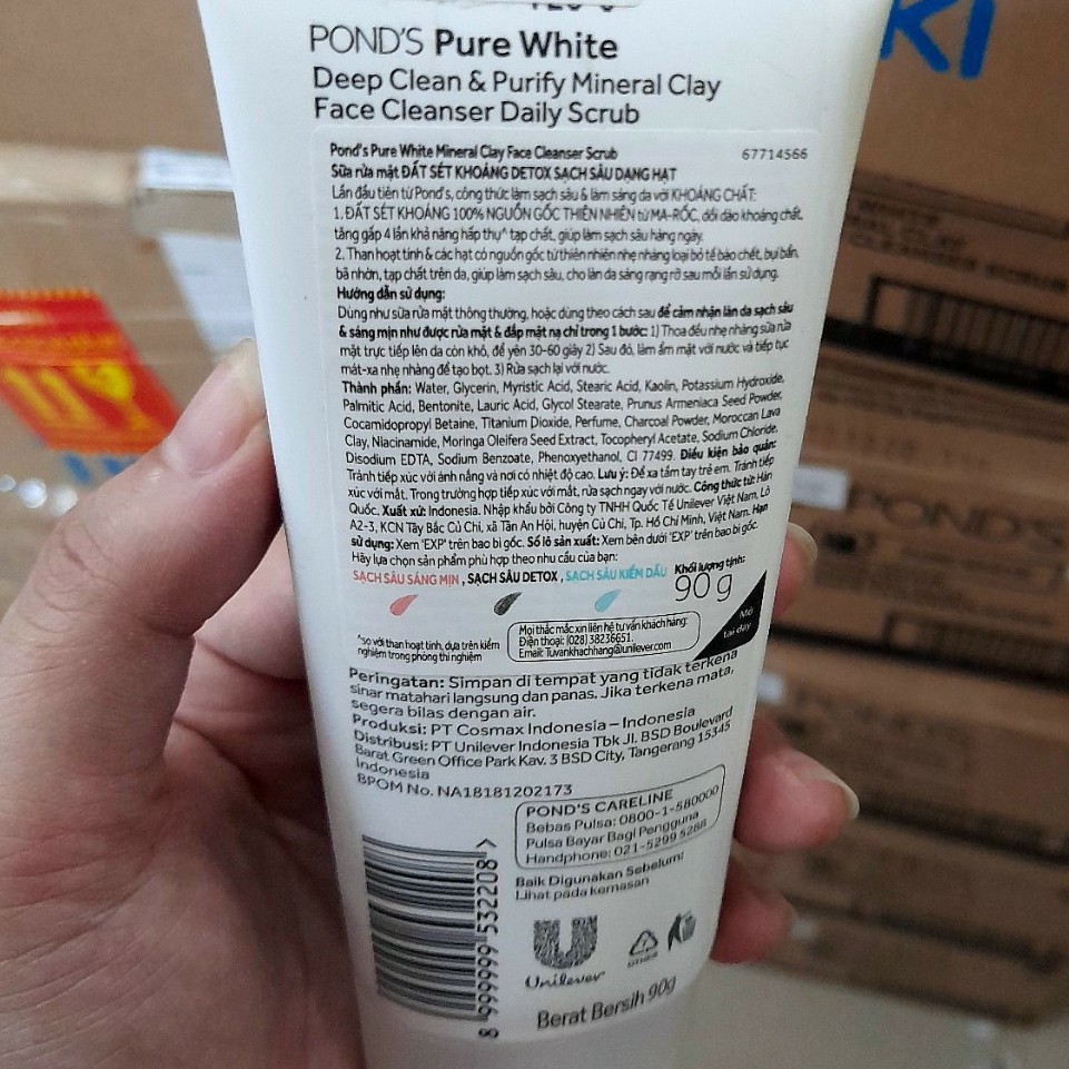 Sữa rửa mặt đất sét khoáng detox sạch sâu dạng hạt Pond's Pure white 90g | BigBuy360 - bigbuy360.vn