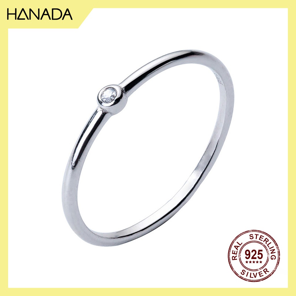 Nhẫn Bạc 925 Hanada R-1-B-0039 Nhẫn Viên Đá Nhỏ