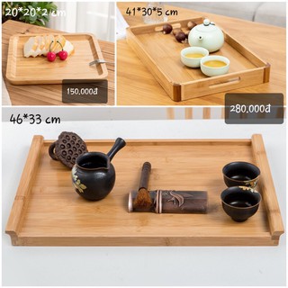 Khay gỗ tre đựng trà,thức ăn hình chữ nhật - An toàn, cao cấp,chắc chắn - Ảnh Thật