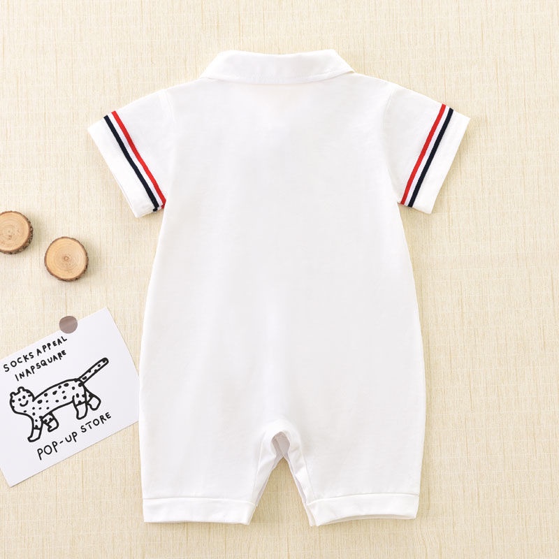 Bộ Áo Liền Quần Cotton Tay Ngắn Phong Cách Thể Thao Thời Trang Hàn Quốc Cho Bé