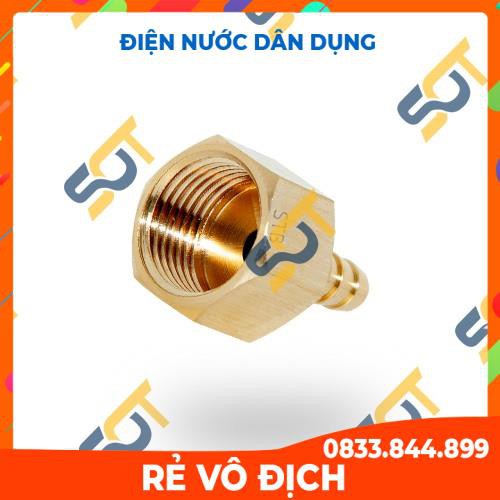 Ren trong 3/8 (17) đuôi chuột nối ống mềm - Đồng thau (Brass airline fitting female hose connector, béc búp RT)