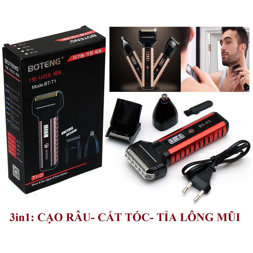 Máy cạo râu kiêm tông đơ tỉa lông mũi 3 trong 1 Boteng T1