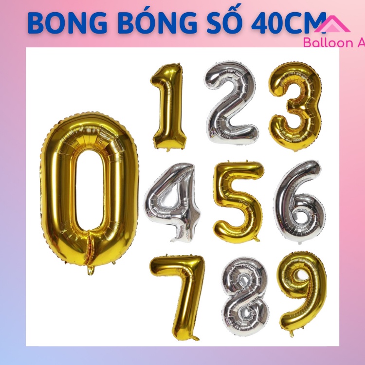 [Tặng Ống Thổi] Bóng Số Sinh Nhật Size 40Cm