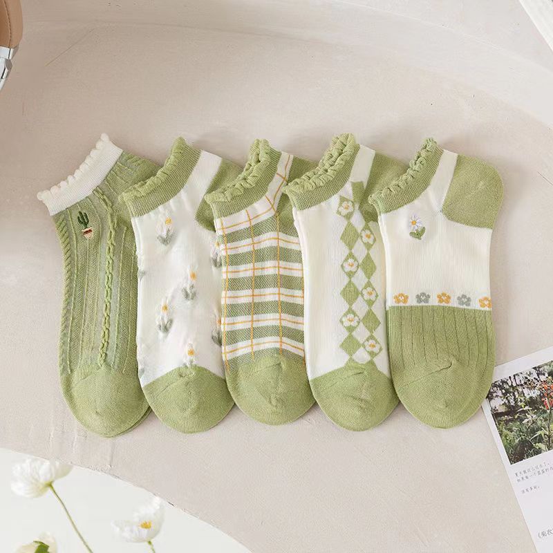 Set 5 Đôi Vớ Cổ Thấp Thoải Mái Dễ Thương Cho Bé Gái