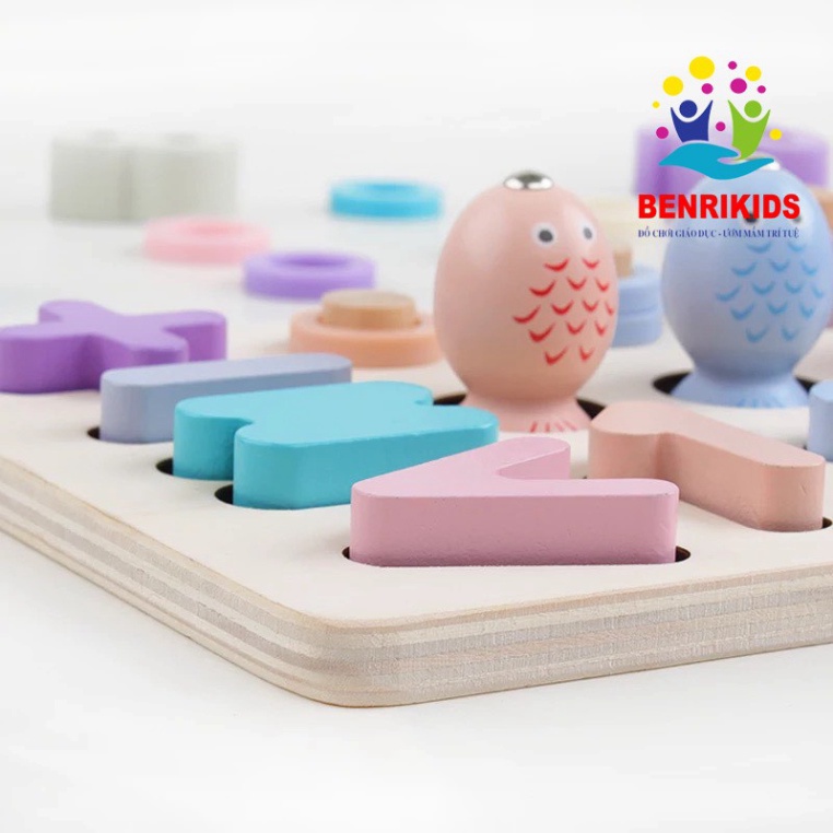 Đồ Chơi Câu Cá Bằng Gỗ Kết Hợp Học Đếm Và Phép Tính 3 Trong 1 Cho Bé Theo Phương Pháp Montessori