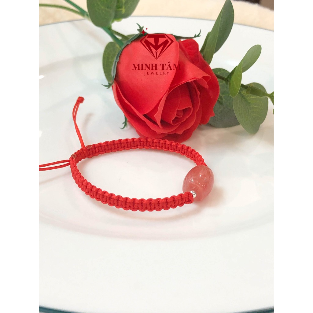 Vòng tay lu thống đá đào hoa tự nhiên-Minh Tâm Jewelry