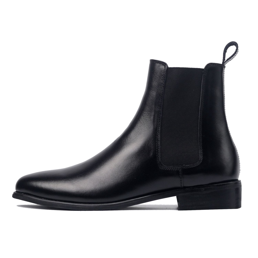 Giày Chelsea boots phom classic da bò nguyên tấm chun thẳng chống bai gião phom cao cổ đế khâu tăng cao cho nam, bốt nam