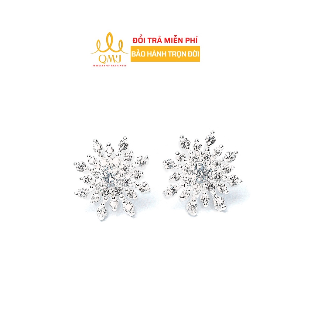 Bông tai bạc QMJ Hoa tuyết sang chảnh nạm đá tấm sáng Q192