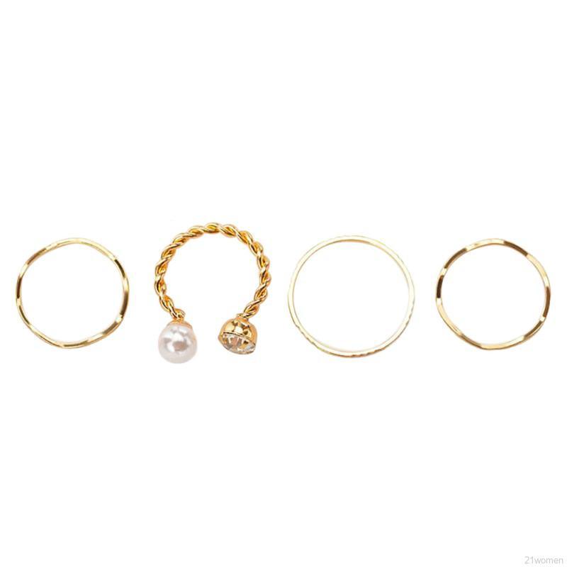 Set 4 chiếc nhẫn nữ kiểu dáng đơn giản thời trang