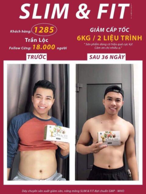 Giảm cân SLIM&FIT nâng cơ mông( tăng kèm 12 gói detox hoa quả sấy)hàng bao chuẩn cty 100% | BigBuy360 - bigbuy360.vn