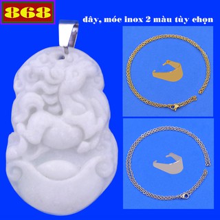 Vòng cổ dây inox tuỗi Ngọ đá trắng- mặt dây chuyền ngựa
