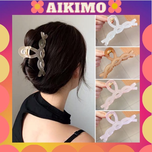 Kẹp tóc càng cua Hàn Quốc xinh Cặp tóc Xoắn trong suốt cỡ lớn nhiều màu đáng yêu hottrend phong cách cho nữ Aikimo KN3