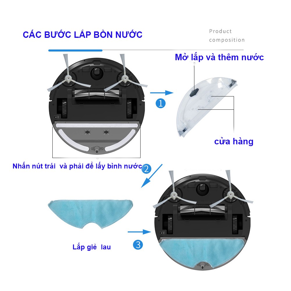 Robot Hút Bụi Thông Minh, Máy Hút Bụi Cao Cấp OB11 -  Tự Động Sạc, Khiển App+Remote, Chống Rơi, Lập Trình Đường Đi