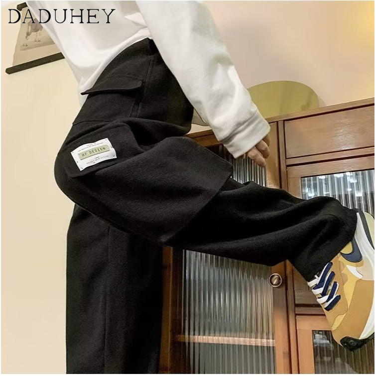 DaDuHey Men's Trendy Smart and All-Matching Mechanical Style Overalls Korean-Style Loose Casual Harem Pants