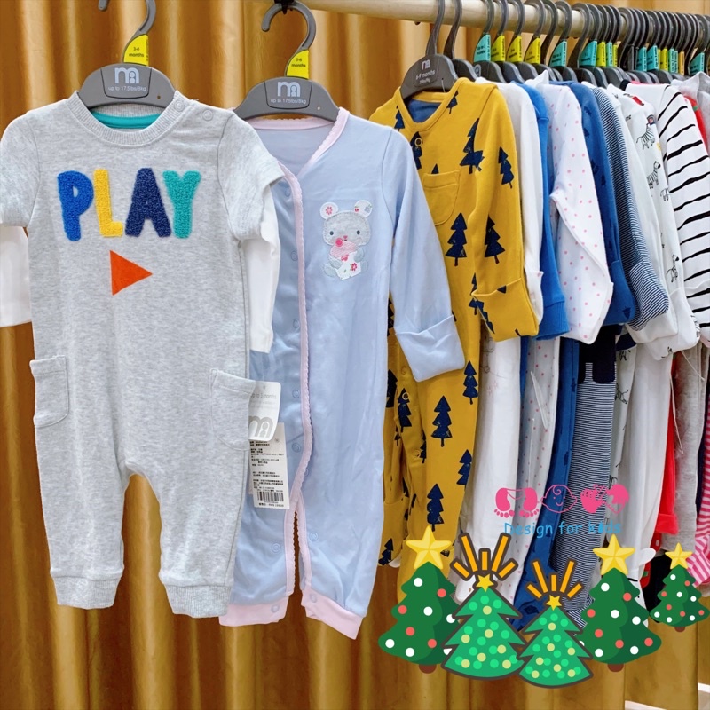 Sleepsuit, Bodysuit bộ body dài tay không tất chân (vớ) xuất dư cho bé trai và bé gái