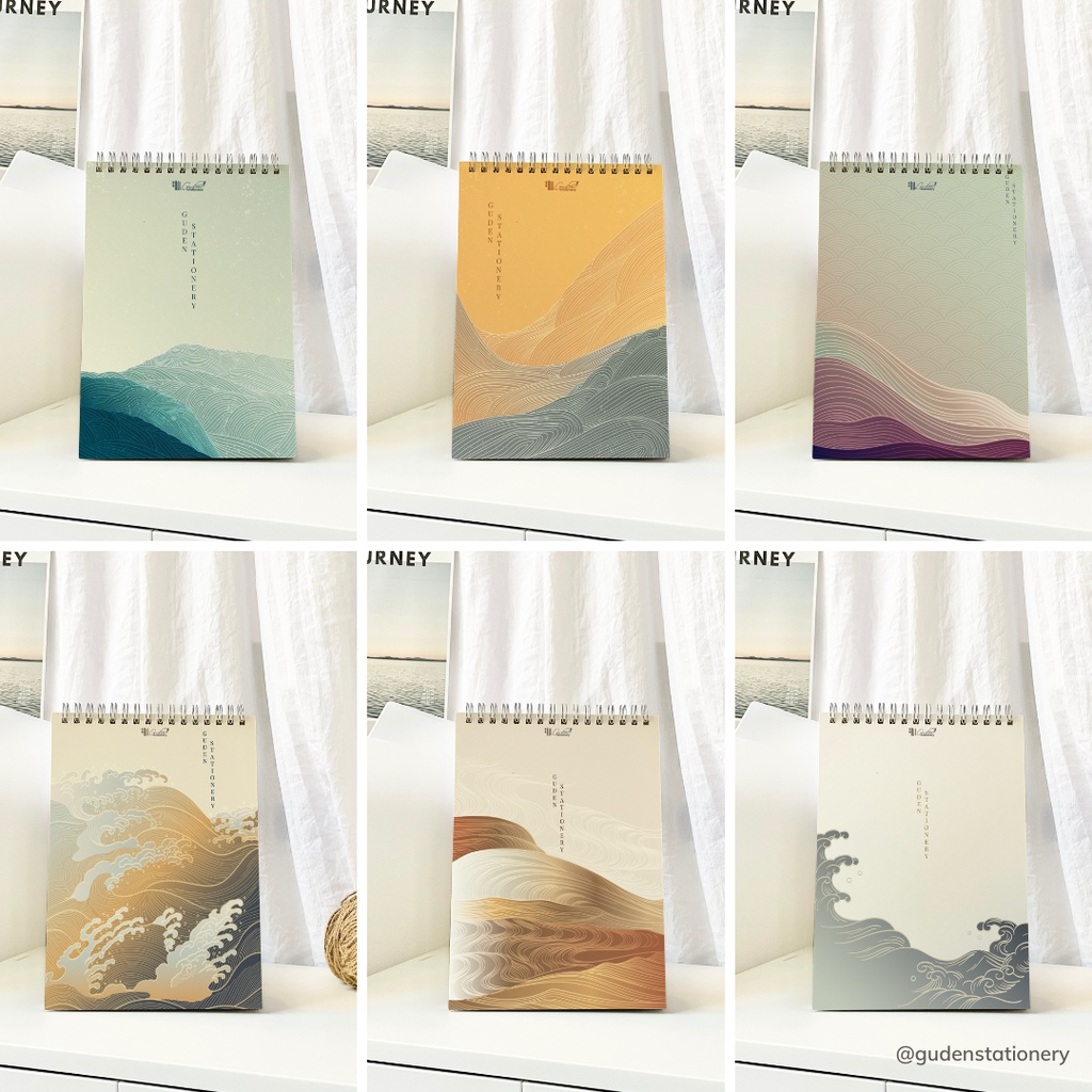Sổ tay cỡ A5 200 trang Sóng Nhật Bản_Guden Stationery