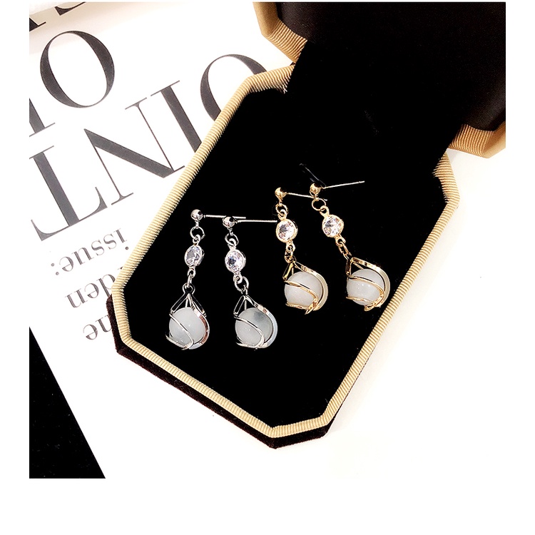 Đôi Khuyên Tai Dài Đính Đá Opal Tự Nhiên Thời Trang Cho Nữ