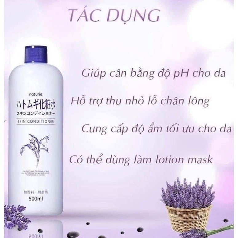 Nước hoa hồng HANAJIRUSHI chiết xuất hạt ý dĩ (Hatomugi) xuất xứ Nhật Bản 500ml