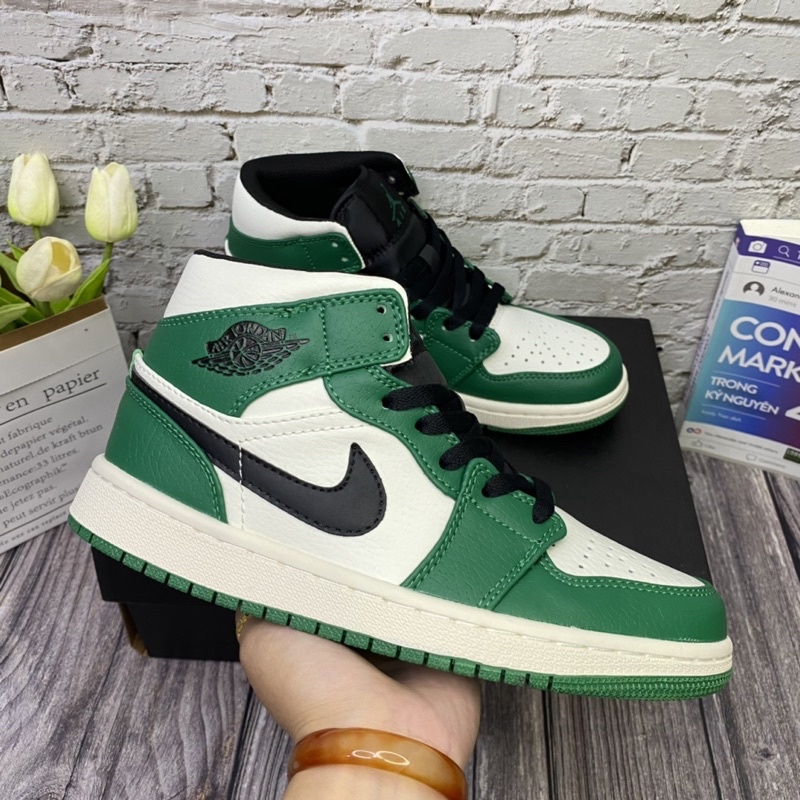 Giày Thể Thao Nam Nữ Jordan 1 Mid 'Pine Green', giày sneaker thời trang