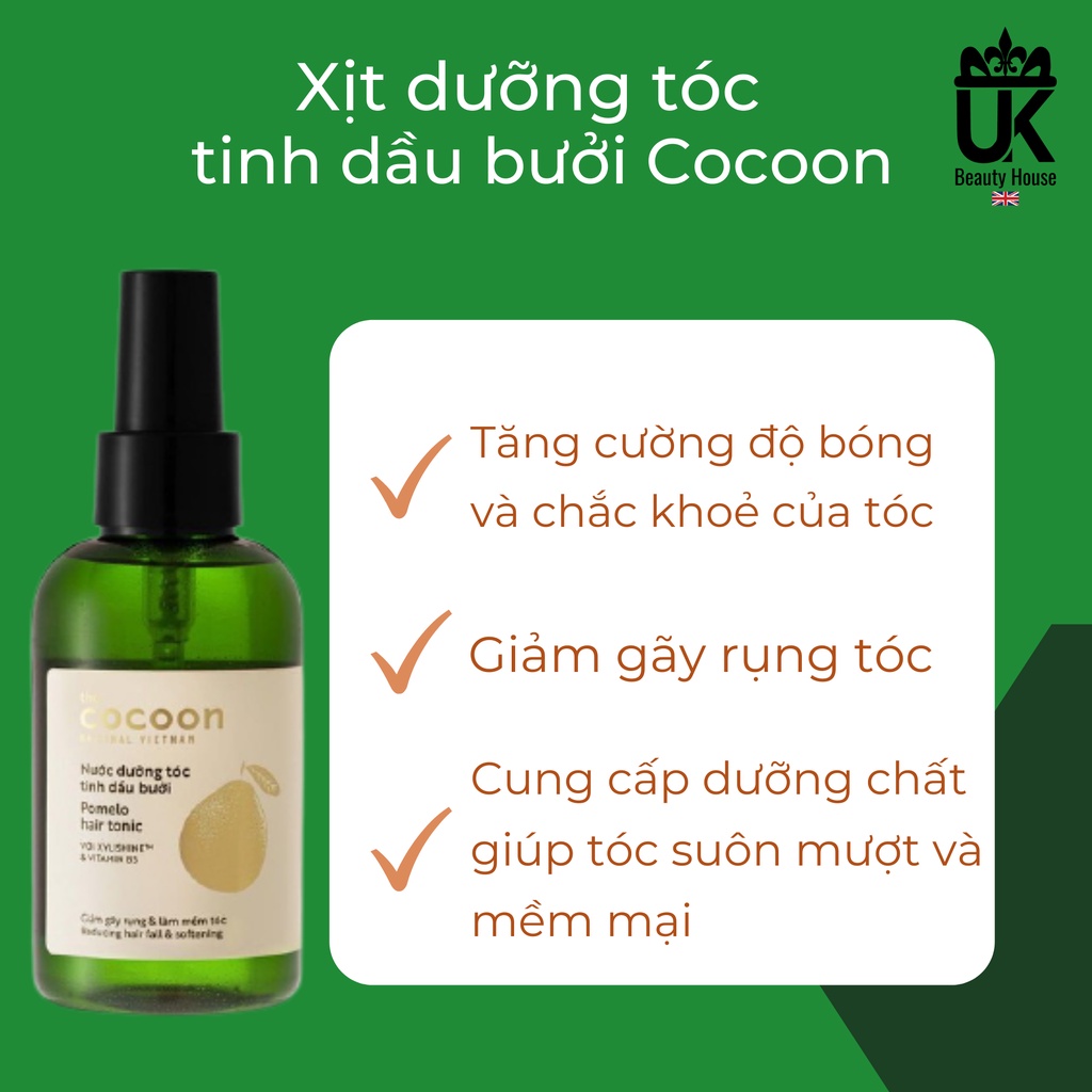 Xịt dưỡng tóc tinh dầu bưởi Cocoon Pomelo Hair Tonic 140ml