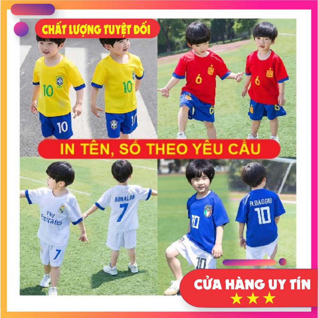 Áo bóng đá trẻ em in tên theo yêu cầu hàng cao cấp đủ mẫu