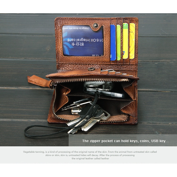 Ví Da Thật Dáng Ngắn Phong Cách Vintage Thời Trang Cho Nam WP-003#04