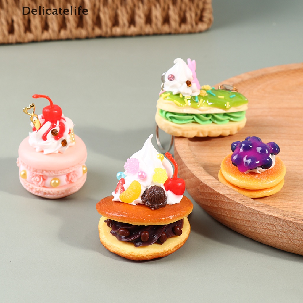Móc khóa thủ công mô phỏng hot dog hình bánh sandwich khoai tây chiên