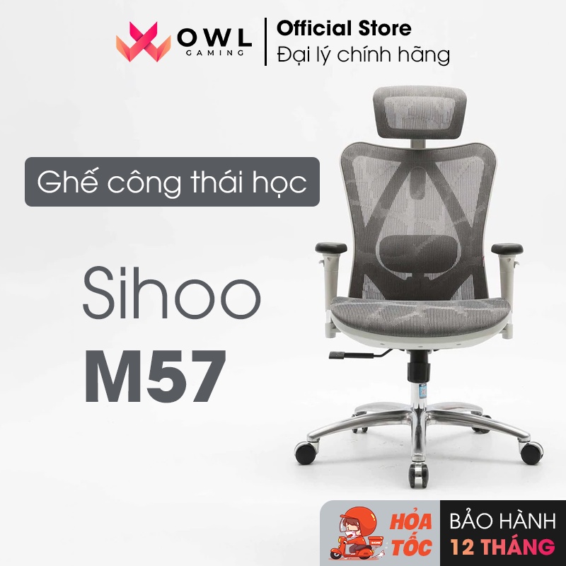 Ghế công thái học Sihoo M57 (Hàng chính hãng) - Bảo hành 36 tháng - Thiết kế Ergonomic bảo vệ cột sống