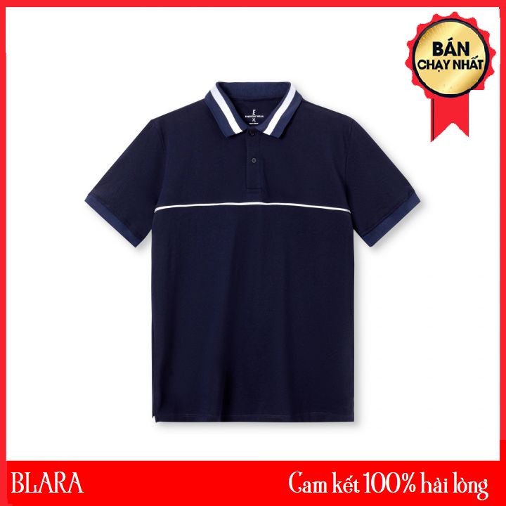 Áo Polo Màu Xanh Đen Phối Kẻ Ngang