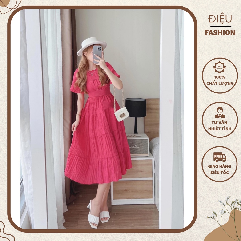Váy xốp tầng tay bồng,Đầm xốp xòe dáng dài lên from cực chuẩn cực xinh với 4 tone màu cho các nàng lựa chọn.