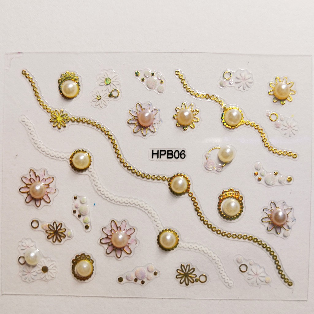 Hình dán ngọc trai giả độc đáo DIY trang trí móng nghệ thuật