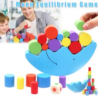 【JA】 Moon Equilibrium Game Wooden Stacking Blocks Balancing Game Sorting Toy for Kids