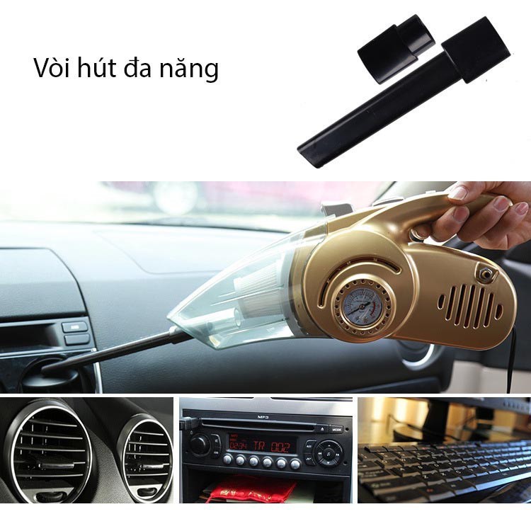 Máy Hút Bụi Xe Oto Cầm Tay 4 trong 1 Kiêm Bơm Hơi Kiêm Đèn Pin LNT