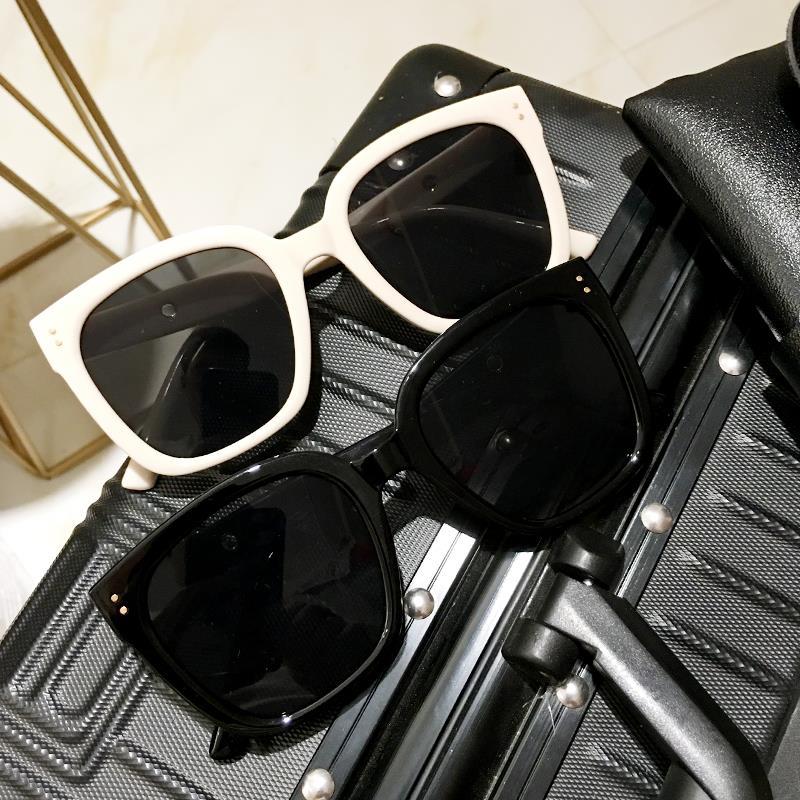 Korean style large white frame sunglasses